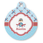 Airplane Theme Round Pet ID Tag (Personalized)