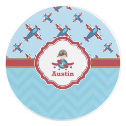 Airplane Theme Round Stone Trivet (Personalized)