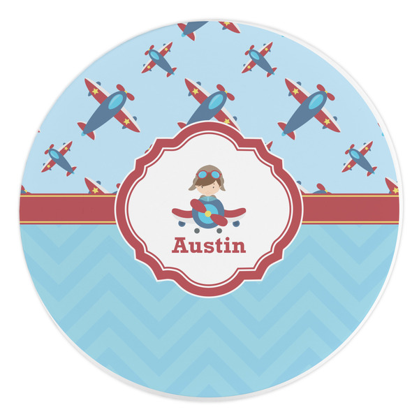 Custom Airplane Theme Round Stone Trivet (Personalized)
