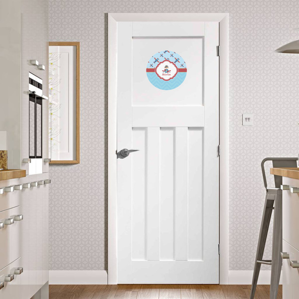Airplane Theme Round Wall Decal on Door