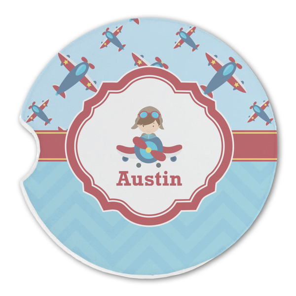 Custom Airplane Theme Sandstone Car Coaster - Single (Personalized)