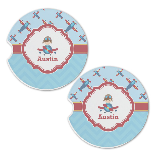 Airplane Theme Sandstone Car Coasters - Set of 2