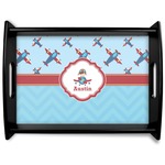 Airplane Theme Black Wooden Tray - Large (Personalized)