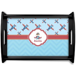 Airplane Theme Black Wooden Tray - Small (Personalized)