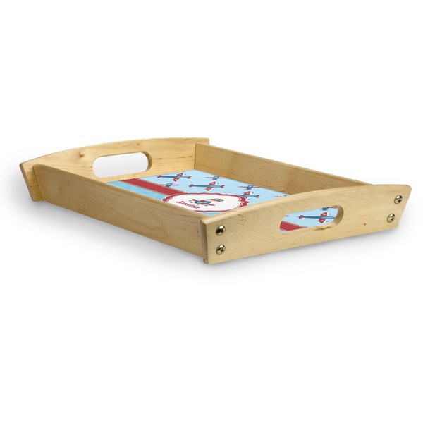 Airplane Theme Serving Tray Wood Small - Corner