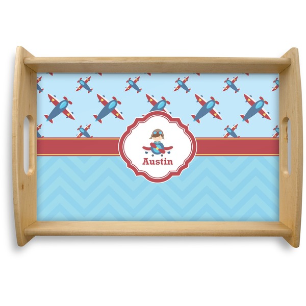 Custom Airplane Theme Natural Wooden Tray - Small (Personalized)