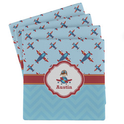 Airplane Theme Absorbent Stone Coasters - Set of 4 (Personalized)