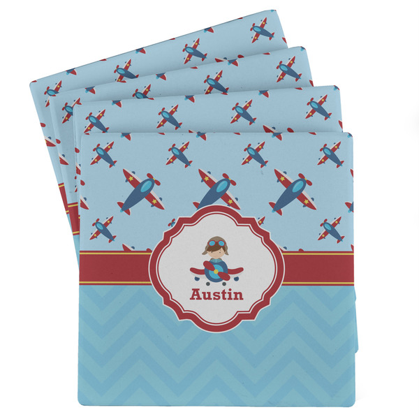 Custom Airplane Theme Absorbent Stone Coasters - Set of 4 (Personalized)