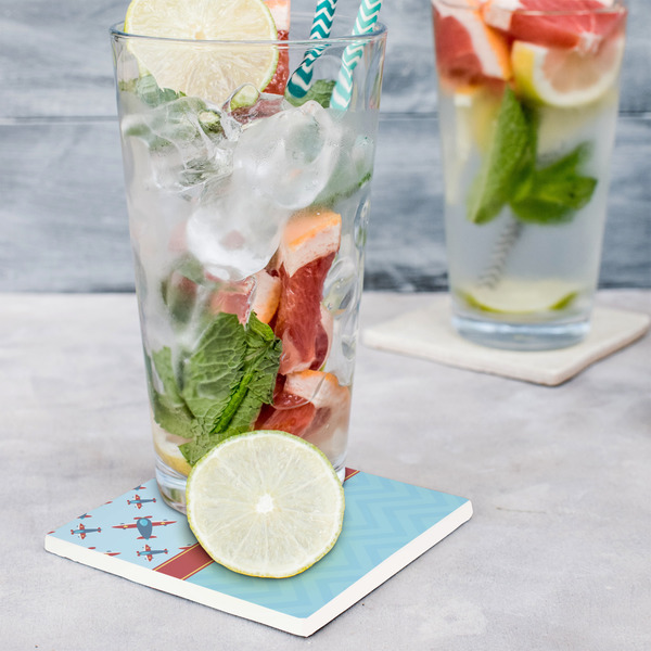 Airplane Theme Set of 4 Stone Coasters - In Context View