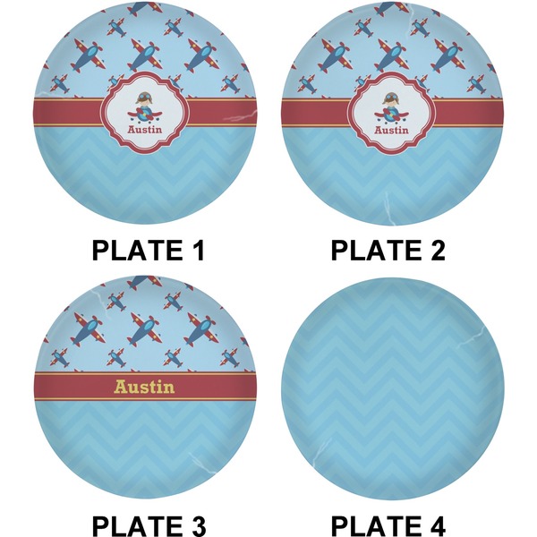 Airplane Theme Set of Lunch / Dinner Plates (Approval)