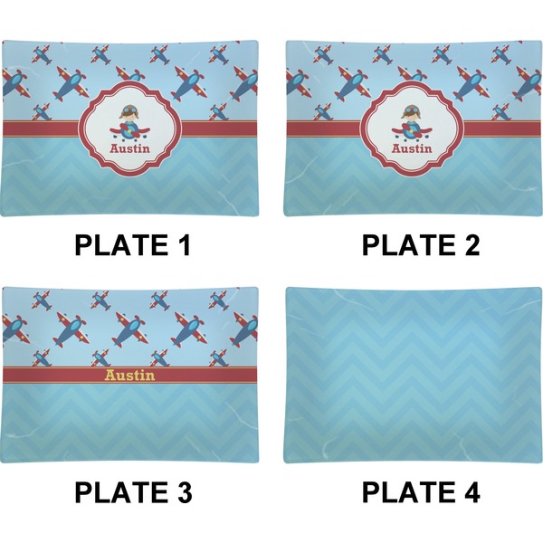 Airplane Theme Set of Rectangular Appetizer / Dessert Plates (Approval)