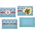 Airplane Theme Set of 4 Glass Rectangular Lunch / Dinner Plate (Personalized)