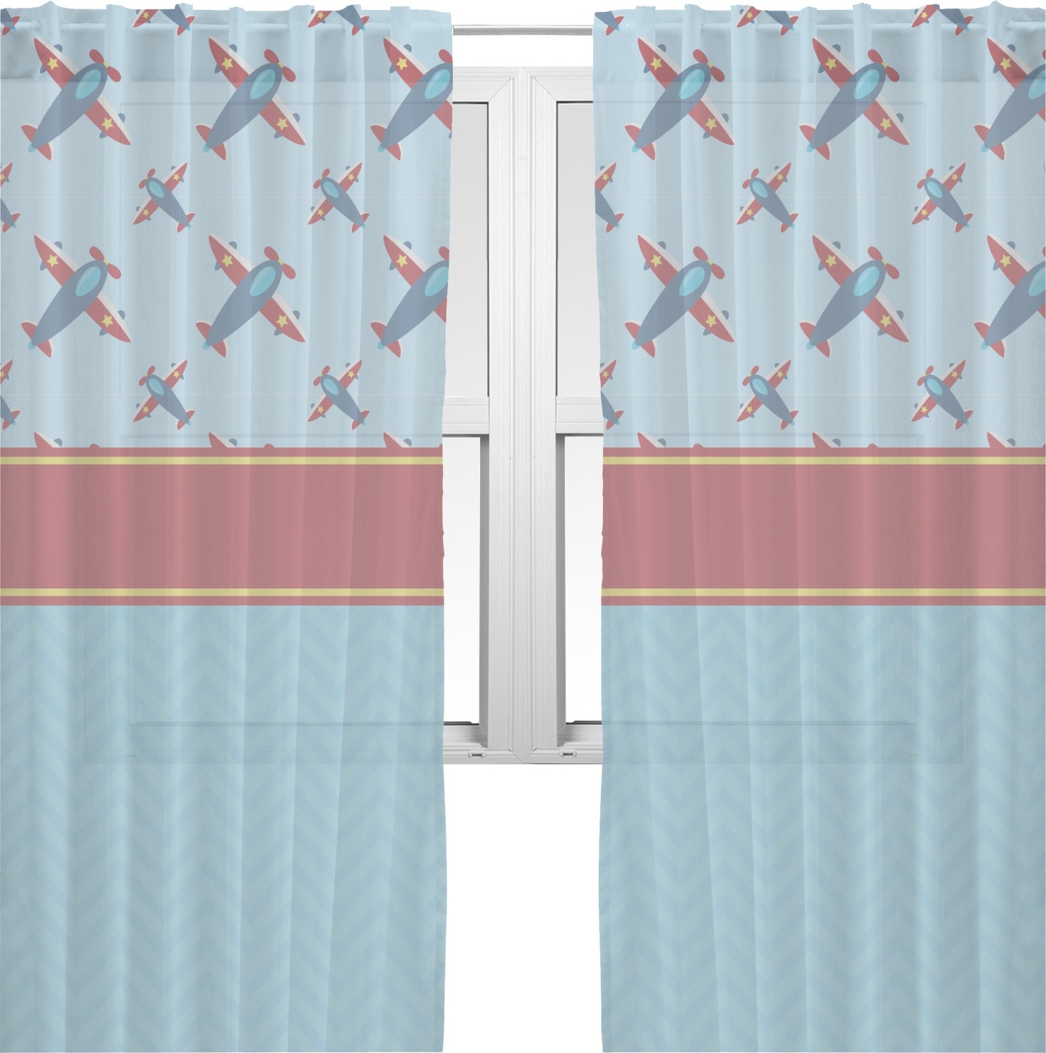 Airplane Theme Sheer Curtains (Personalized) YouCustomizeIt