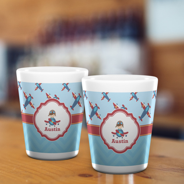 Airplane Theme Shot Glass - White - LIFESTYLE
