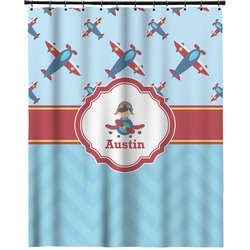 Airplane Theme Extra Long Shower Curtain - 70"x84" (Personalized)