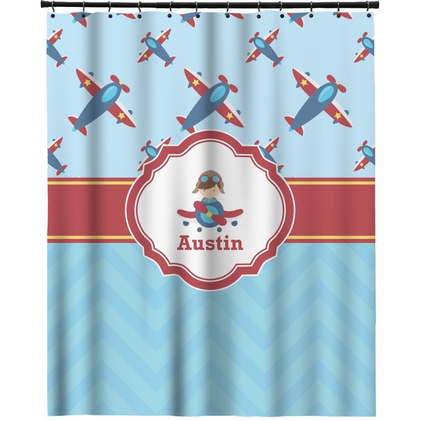Custom Airplane Theme Extra Long Shower Curtain - 70"x84" (Personalized)