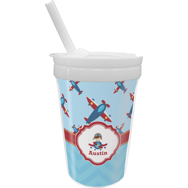 Custom Airplane Theme Sippy Cup with Straw (Personalized)