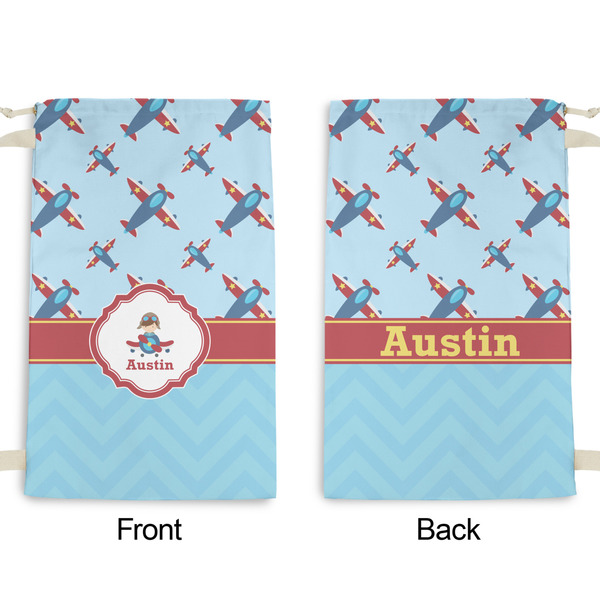 Airplane Theme Small Laundry Bag - Front & Back View