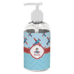 Airplane Theme Plastic Soap / Lotion Dispenser (8 oz - Small - White) (Personalized)