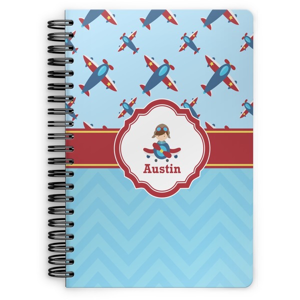 Custom Airplane Theme Spiral Notebook - 7x10 w/ Name or Text