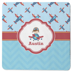 Airplane Theme Square Rubber Backed Coaster (Personalized)
