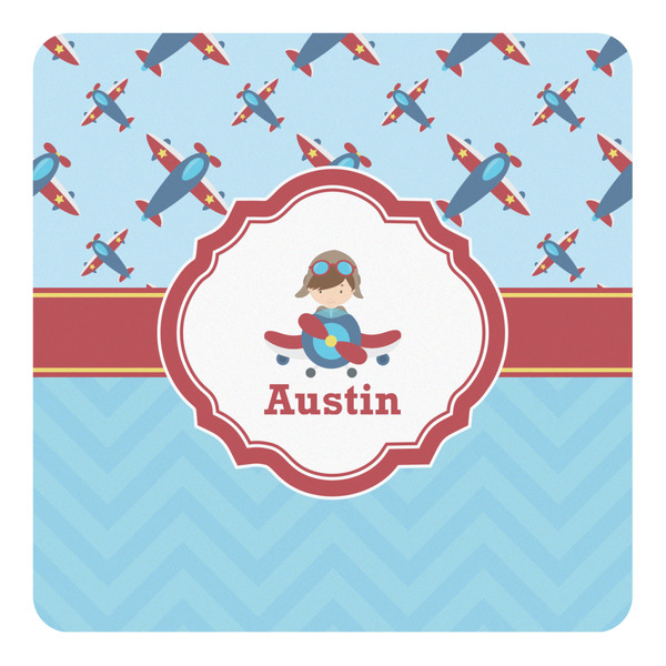 Custom Airplane Theme Square Decal - Small (Personalized)