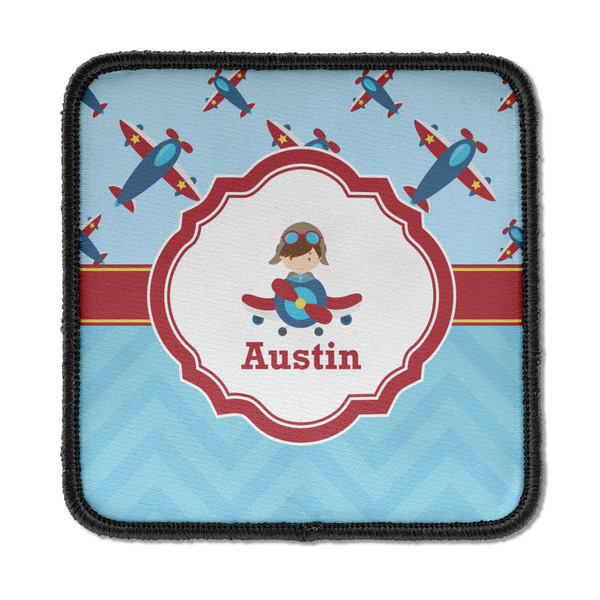 Custom Airplane Theme Iron On Square Patch w/ Name or Text