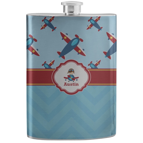 Custom Airplane Theme Stainless Steel Flask (Personalized)