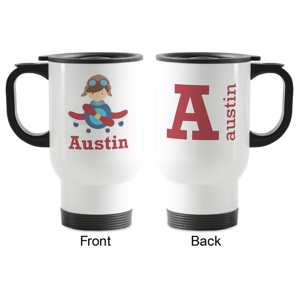 Airplane Theme Stainless Steel Travel Mug with Handle - Apvl