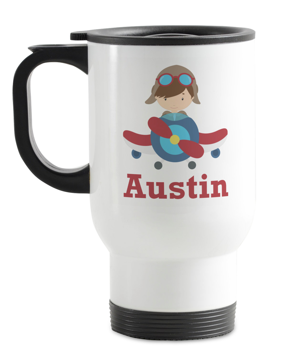 Airplane Theme Stainless Steel Travel Mug with Handle YouCustomizeIt