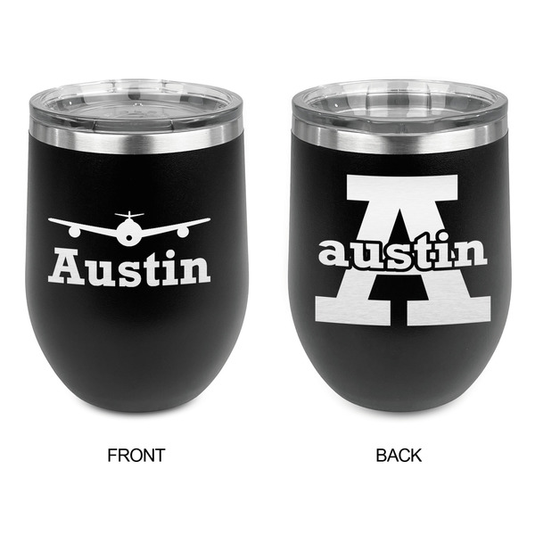 Airplane Theme Stainless Wine Tumblers - Black - Double Sided - Approval