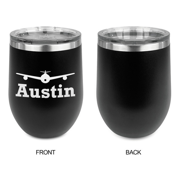 Airplane Theme Stainless Wine Tumblers - Black - Single Sided - Approval