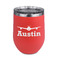 Airplane Theme Stainless Wine Tumblers - Coral - Double Sided - Front