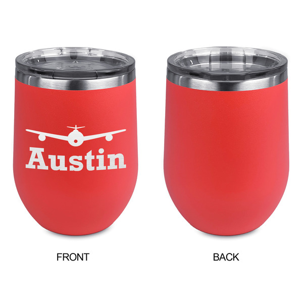 Airplane Theme Stainless Wine Tumblers - Coral - Single Sided - Approval