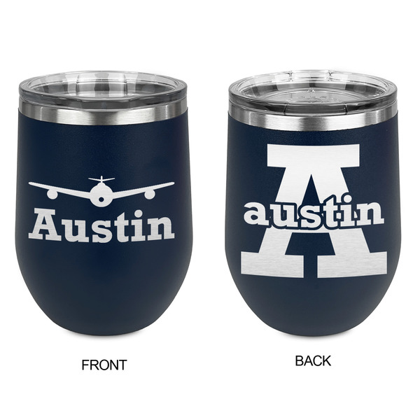 Airplane Theme Stainless Wine Tumblers - Navy - Double Sided - Approval