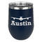 Airplane Theme Stemless Stainless Steel Wine Tumbler - Navy - Double Sided (Personalized)