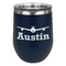Airplane Theme Stainless Wine Tumblers - Navy - Single Sided - Front