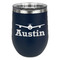 Airplane Theme Stemless Stainless Steel Wine Tumbler - Navy - Single Sided (Personalized)
