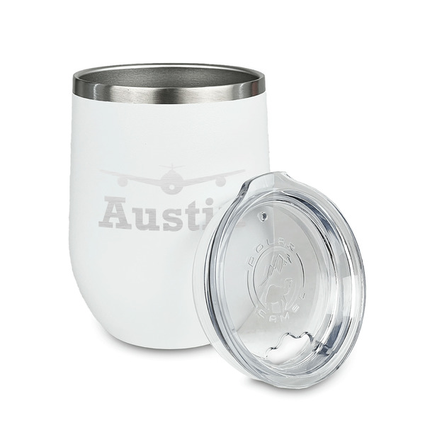 Airplane Theme Stainless Wine Tumblers - White - Single Sided - Alt View