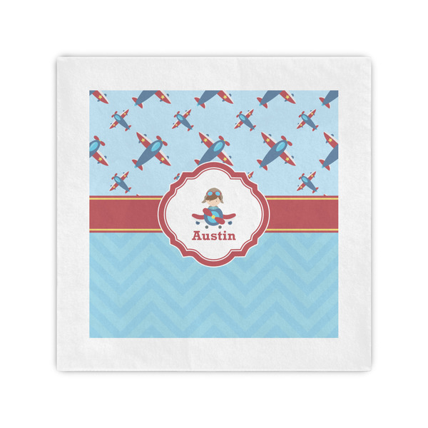 Custom Airplane Theme Standard Cocktail Napkins (Personalized)