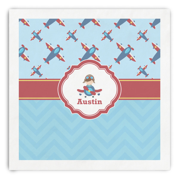Custom Airplane Theme Paper Dinner Napkins (Personalized)