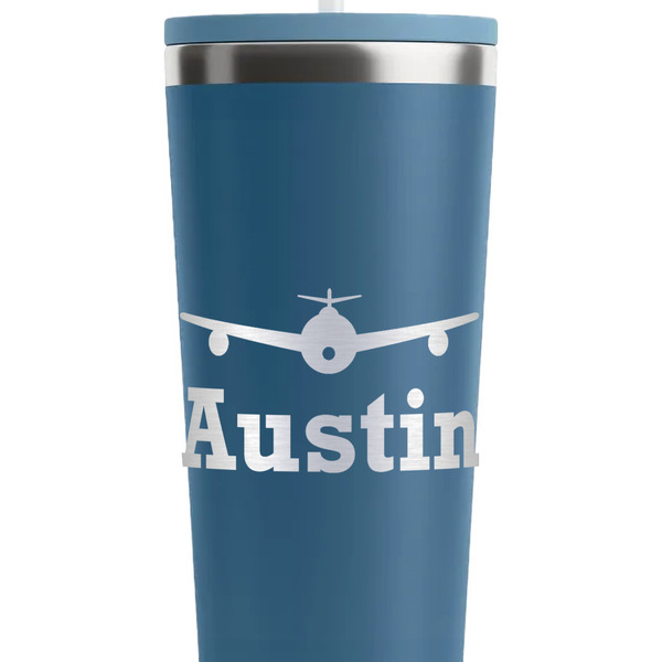 Airplane Theme Steel Blue RTIC Everyday Tumbler - 28 oz. - Close Up