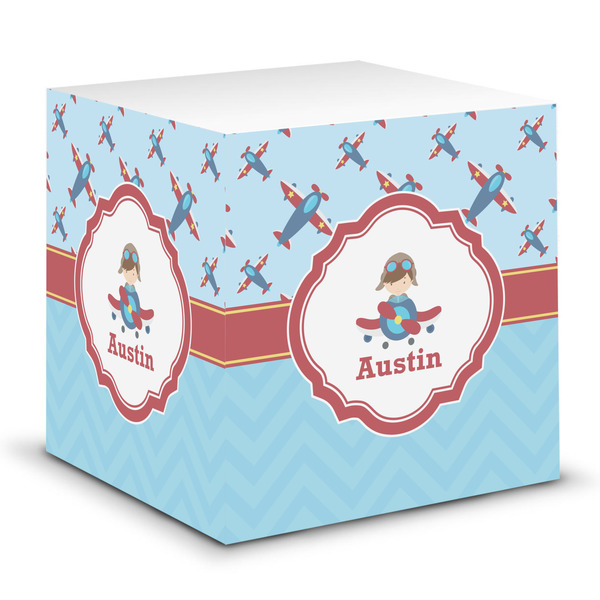Custom Airplane Theme Sticky Note Cube (Personalized)