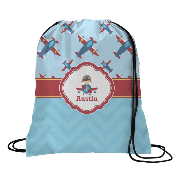 Custom Airplane Theme Drawstring Backpack (Personalized)