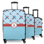 Airplane Theme 3 Piece Luggage Set - 20" Carry On, 24" Medium Checked, 28" Large Checked (Personalized)