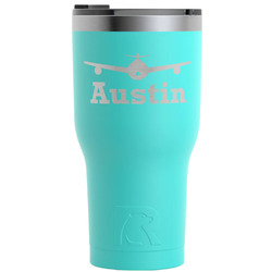 Airplane Theme RTIC Tumbler - Teal - Engraved Front (Personalized)