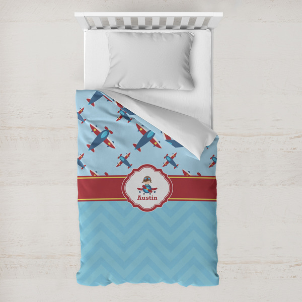 Custom Airplane Theme Toddler Duvet Cover w/ Name or Text