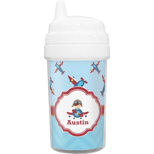 Custom Airplane Theme Toddler Sippy Cup (Personalized)