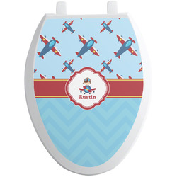 Airplane Theme Toilet Seat Decal - Elongated (Personalized)