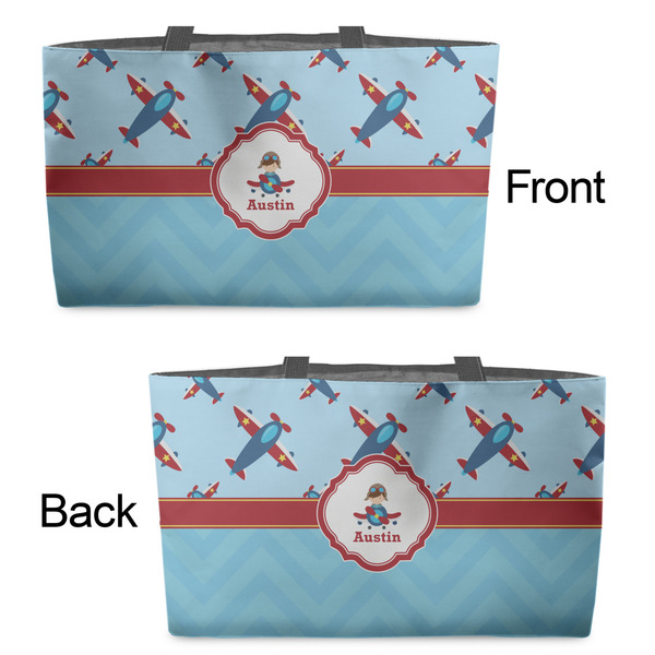 Airplane Theme Tote w/Black Handles - Front & Back Views
